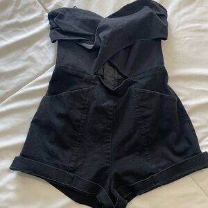 Black Strapless Romper